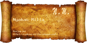 Nyakas Milla névjegykártya